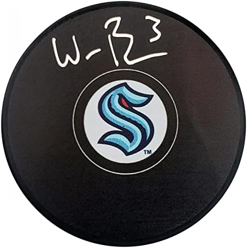 Will Borgen autografou Official Seattle Kraken Logo Hockey Puck Fanatics Holo Stock 200865 - Pucks autografados da NHL