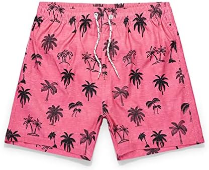 Shorts wenkomg1 para homens, shorts de praia de perna quadrada tropical