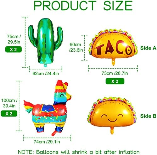 6 peças festas mexicanos festas temas balões taco mexicano llama cactus jumbo mylar alumínio