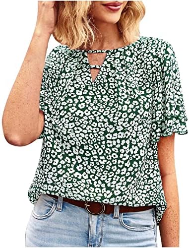 Camisetas BOHO de manga curta impressas e impressas femininas, impressas florais, camisetas boho de manga curta, camisetas