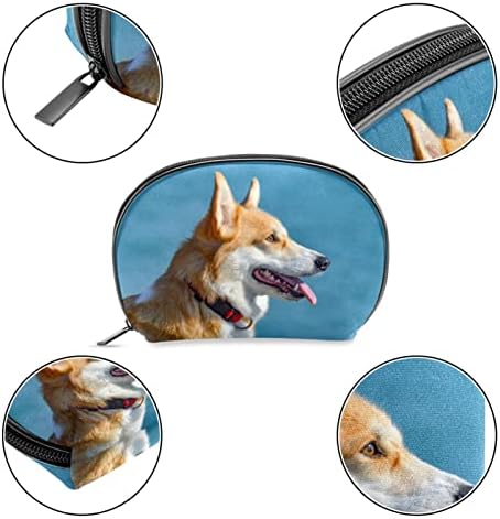 Bolsa de higiene pessoal, bolsa de cosméticos de maquiagem para homens, homens corgi com cachorro