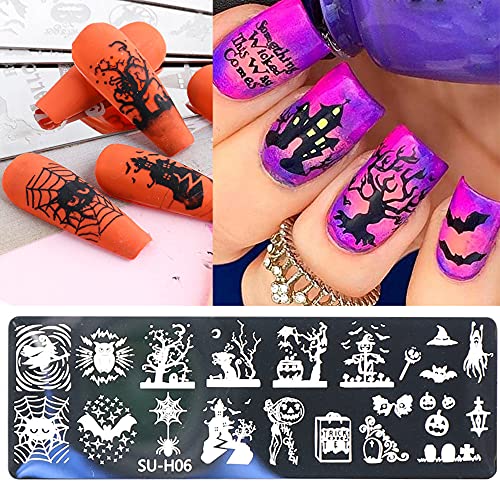 Placas de estampagem de unhas de halloween aço inoxidável halloween unhas estêncil de imagem Placa DIY Acessórios para