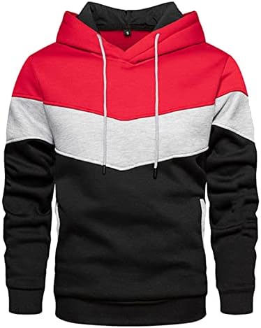 Hoodies de pulôver masculino colorblock de manga longa Casual Casual Casual Capuz Sweatshirts Tops com bolsos