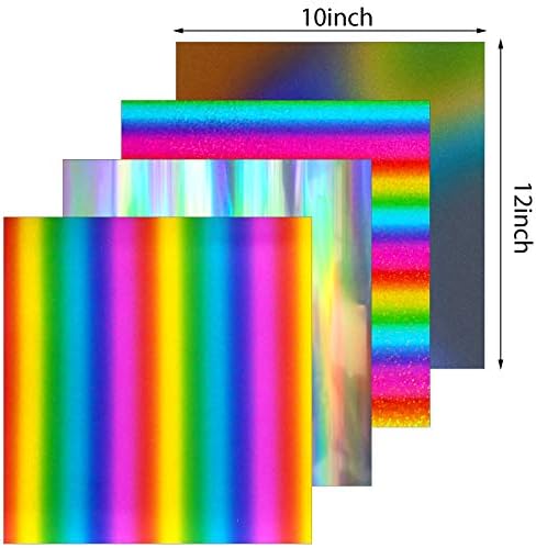 8 folhas Transferência de calor Ferro arco-íris em vinil Pu