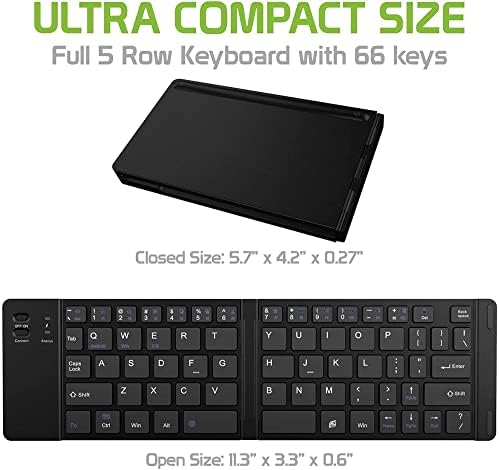Funciona da Cellet Ultra Slim dobrável, o teclado Bluetooth sem fio compatível com o Dell XPS 13D -138 com Holdrendand Phone