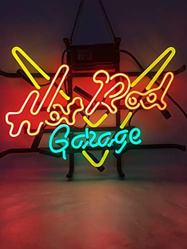 Néon assina Hot Rod Garage Neon Light Real Glass Art Wall para Beer Bar Pub Home Garage Deor