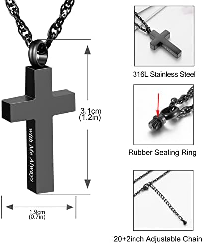 Colar cruzado de cremação para cinzas aço inoxidável