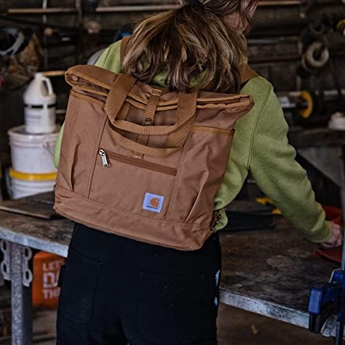 Carhartt conversível, sacola durável com tiras de mochila ajustáveis ​​e manga de laptop, marrom, tamanho único