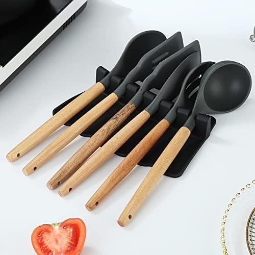 Silicone Spoon Rest for Stove Top com Drip Pad, Suporte de utensílio de cozinha de Kyraton para balcão de cozinha, resistente ao calor,