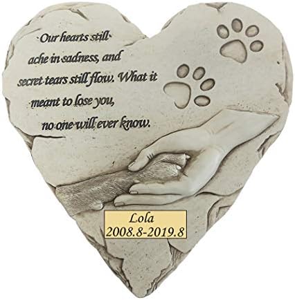 Aveena Heart Stone Memorial Stones, Pedra Memorial Personalizada para Cães ou Gatos, Giftos de Pets de Pet, Gravados na placa