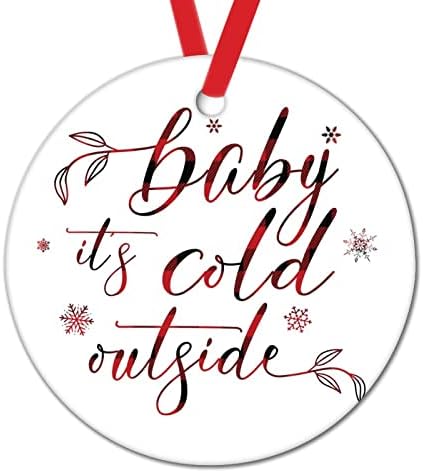 Baby é frio fora dos enfeites de Natal para crianças Vermelhas e pretas Verifica ornamentos de cerâmica para decorações