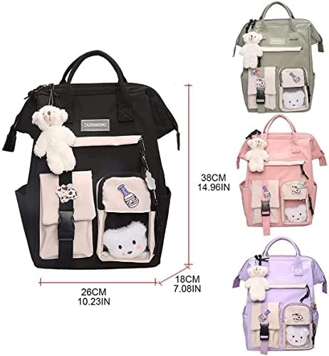 Mochila LIEI Kawaii com acessórios de pin e urso kawaii