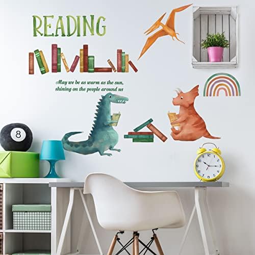 Decalques de parede de dinossauros Arquiel, adesivos de parede de desenhos animados para crianças meninos meninas quarto da sala de