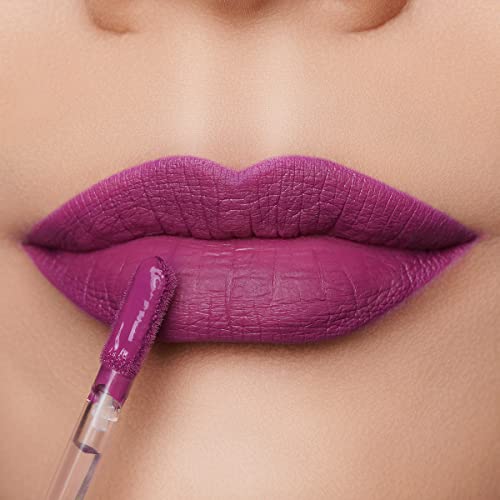 Oulac Batom líquido fosco de púrpura para mulheres, brilho lábio de violeta profundo, mancha de tonalidade de lábios cremosa