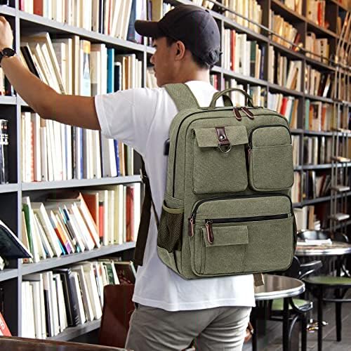 Camtop School Backpack Vintage Canvas Laptop Mackpacks Homens Mulheres Rucksack Bookbags