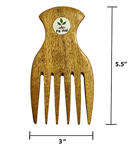 Pa Mai Mai Wood Beard Pick pente para masculino preto afro colheita de madeira larga de madeira