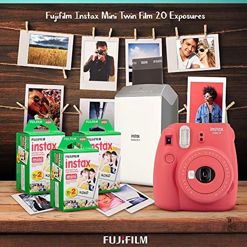 Fujifilm Instax Mini 11 Câmera de filme instantânea + 2x Fujifilm Instax Mini Twin Film, Câmera de transporte de câmera,