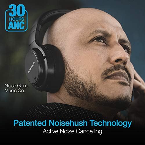 Naztech Driver ANC 1000 Ruído ativo cancelando fones de ouvido sem fio Bluetooth com 4 microfones, design confortável