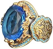 Anel de polegar para mulheres azuis Blue Gold Ball de Jóias de Jóias de Alta pedra Gemstone Ring de duas cores vendendo