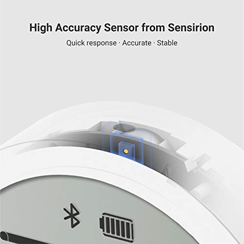 Qingping Digital Bluetooth Termômetro Hygrômetro Lite Com sensor preciso, com precisão, incorporada, temperatura precisa e medidor