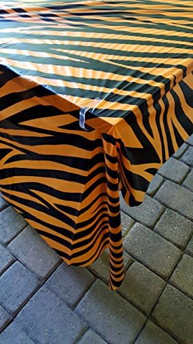 Campa de toque de mesa de tigre Tigre Runner, tampa de mesa de plástico reutilizável para festas infantis, 4,5 pés por 9 pés,