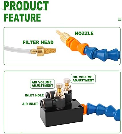 Sistema de pulverização de líquido de líquido de névoa TASHER, corte de metal, gravura, pulverizador de resfriamento, tubo de ar,