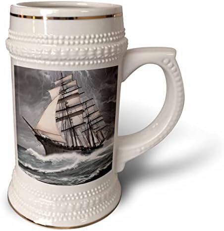 3drose alt ship arte digital. Clipper em tempestade. Ondas, iluminação. - 22 onças de caneca