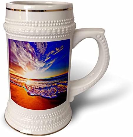 3drose calma manhã de manhã azul praia infundida com uma imagem de. - 22 onças de caneca