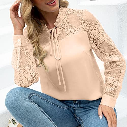 Blouses Loose Fit for Women Fall Summer Summer Manga longa Lace Chiffon Tops Basic Tshirts Teen Girls Button Up 2023 4W