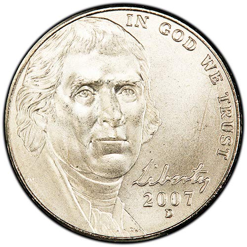 2007 D Acabamento de cetim Jefferson Nickel Choice não circulado US Mint Na