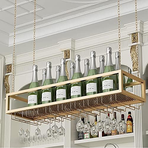 Prateleira de teto ataay rack industrial de vinho com suporte de vidro, prateleira de decoração de altura ajustável, 1 beira de
