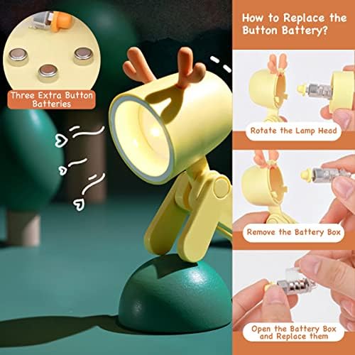 ONETUE 6 PCS Mini LED Night Light Light Cute Deer Desk Lâmpada Portátil Reading Tabela Night Lamp for Childre