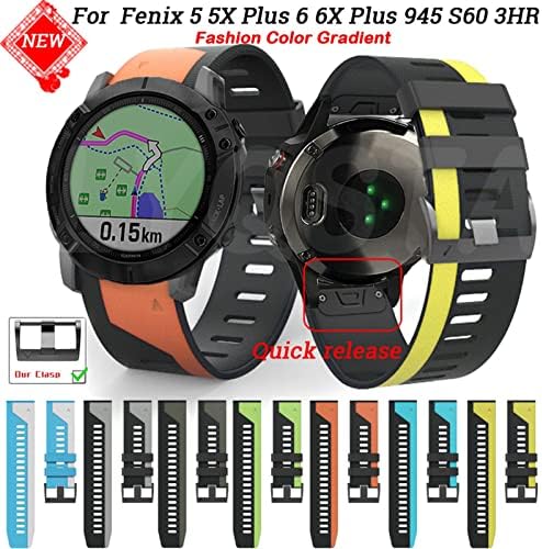 Dyizu 26mm 22mm Watchband para Fenix ​​6 6x Pro 5 5x mais 3 3HR S62 935 Strapa de silicone de liberação rápida para Garmin