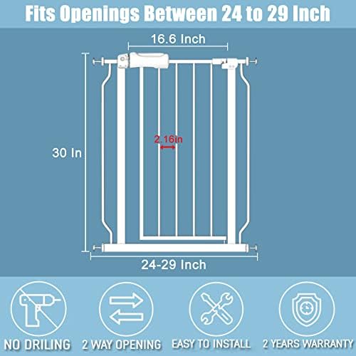 Portão de bebê estreito de 24 a 29 polegadas de largura, portão de segurança montado na pressão, caminhe pelo portão