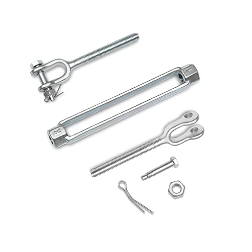 Turbuckle Hook, 2pack 1/2 polegada M12 Madeira de aço galvanizada e mandíbula galvanizada e tonalidade de mandíbula, 2200 libras