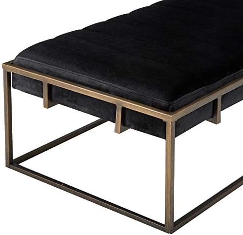 Christopher Knight Home Vassy Modern Velvet otomano banco com acabamento de latão, preto