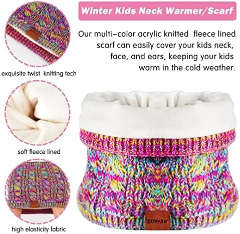 Conjunto de cachecol de chapéu de inverno infantil, garotas crianças chapéus infantil com pom knit pescoço mais