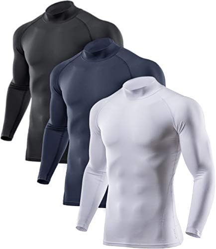 Athlio 2 ou 3 Pack Men's Térmico Manga Longa Camisas de Compressão, Tartaruga/Mock Winter Sports Base Camada, camisa de corrida ativa