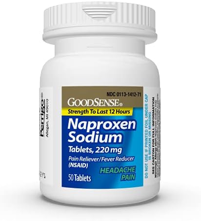 BOM SENS BOMSENSENSE NAPROXEN COMPRIMENTOS DE SÓDIO 220 mg, dor de cabeça, azul, 50 contagem