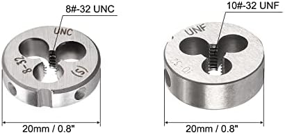 Uxcell 8-32 UNC e 10-32 Deten redondos do UNF, rosca da máquina Die a mão direita, ferramenta de liga aço