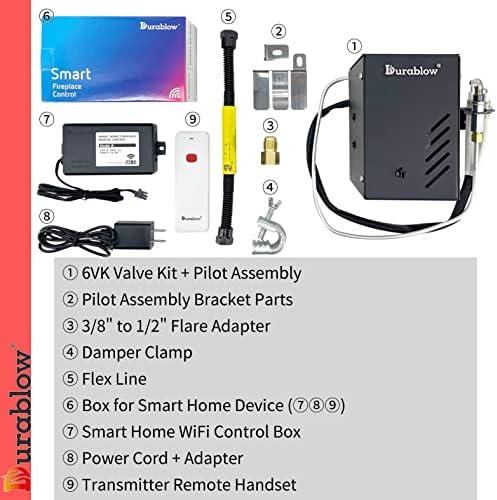 Durablow 6VK-sh3001-RH Smart Wi-Fi Sparca automática eletrônica para piloto kit de válvula com remoção para lareira de gás natural,