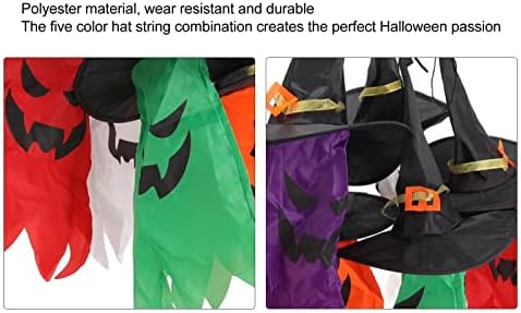 Decorações de Halloween ao ar livre, decorações de Halloween Indoor, Ghost pendurado com chapéus de bruxa, 5 pacote de pacote Ghosts,