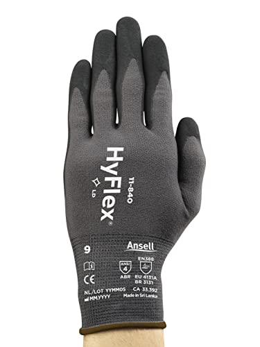 Ansell Hyflex 11-840 Luvas de trabalho para homens e mulheres, nylon, luva multiuso