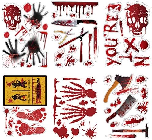 Toyandona Decor de casa 6pcs Halloween adesivo sangrento DIY Handprint Splats Decalques de parede para festas de Halloween Decorações