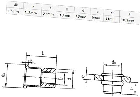 X-Dree M10x21mm 304 porca de porca de arbusto de aço inoxidável Nutser_t Silver Tone 20pcs (M10x21mm 304 inserto de tuerca