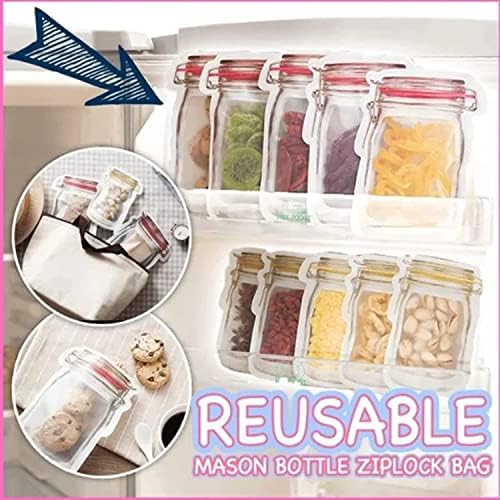 Sacos de ziplock de 20pcs, sacos de garrafa de garrafa de garrafa reutilizáveis, sacolas de jarra reutilizáveis, sacos