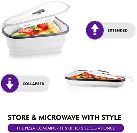 Gadgets de gocha, recipiente de armazenamento de microondas de pizza - reutilizável, expansível e dobrável com 5 bandejas