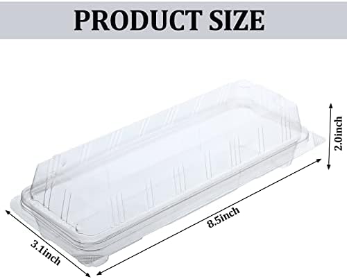 50 PCS Transparente Cake Swiss Roll Rolcter Recipler para assar contêineres de plástico com tampas 8,66 x 3,35 x 1,97 “Recipiente