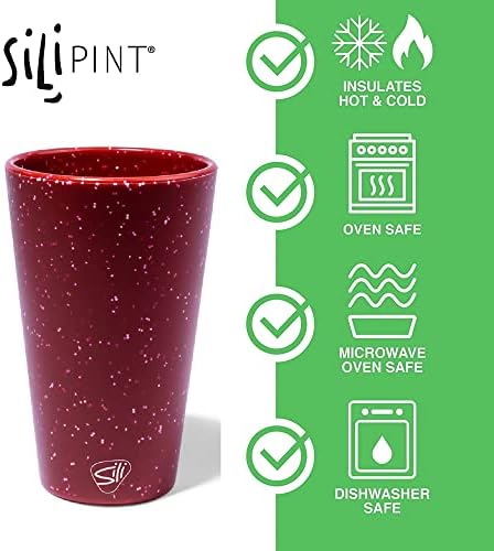 Silipint: copos de litro de silicone: 2 pacote manchado vermelho - xícaras inquebráveis ​​de 16 onças, flexibilidade,