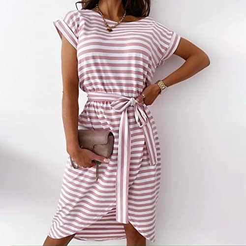 Vestido casual sem mangas Vestido feminino de verão casual de manga curta Mini cor plissada de cor sólida verão